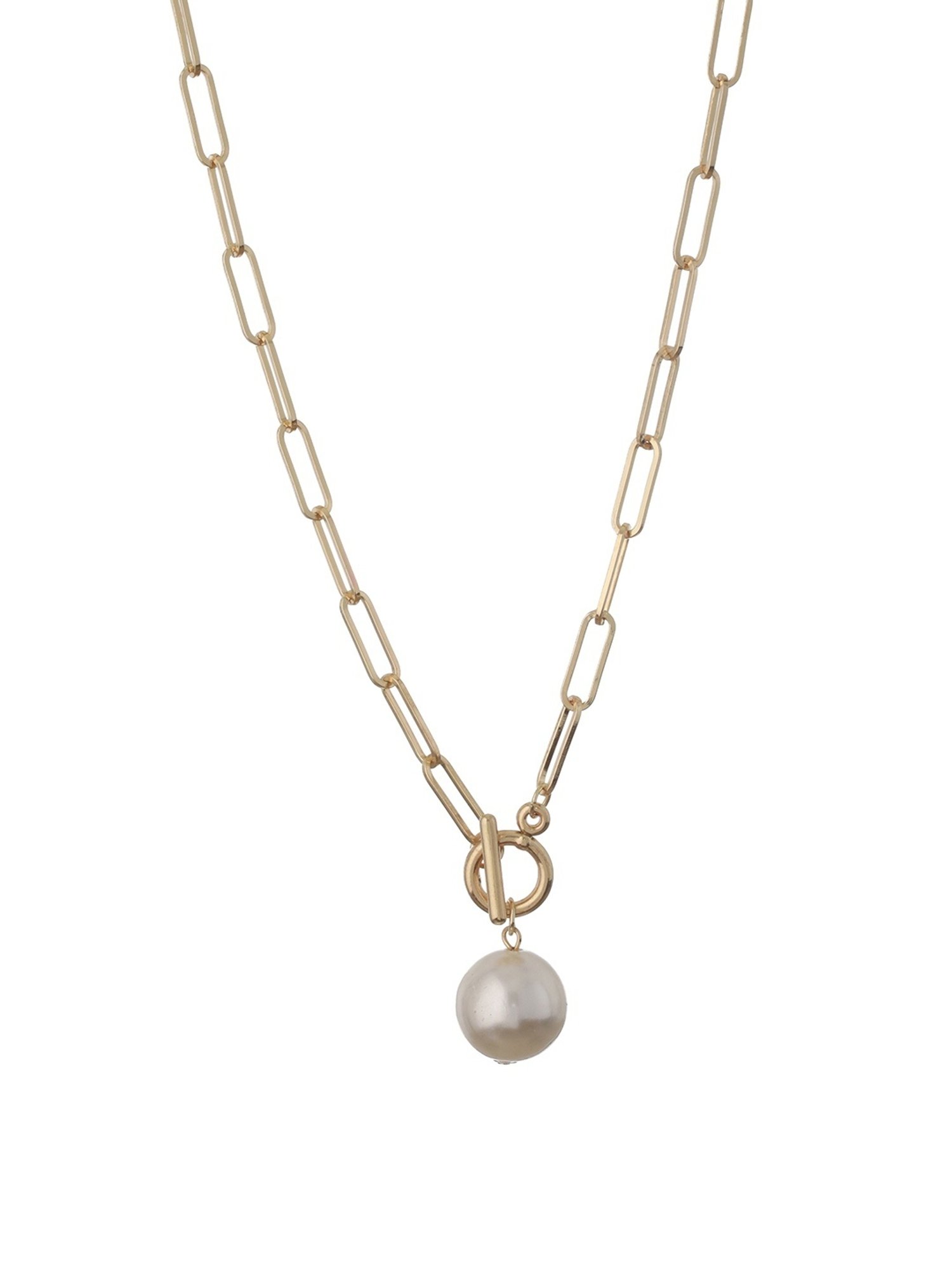 Prita by Priyaasi Long Links Pearl Drop Gold-Plated Necklace