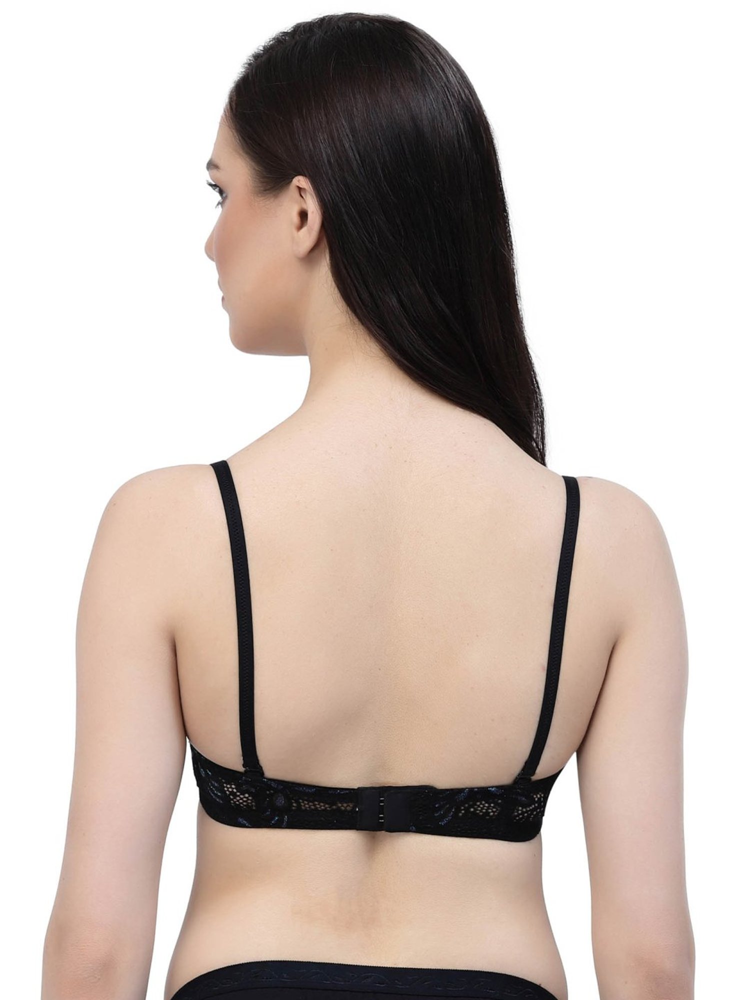 Cukoo Black Lace Work Padded Balconette Bra