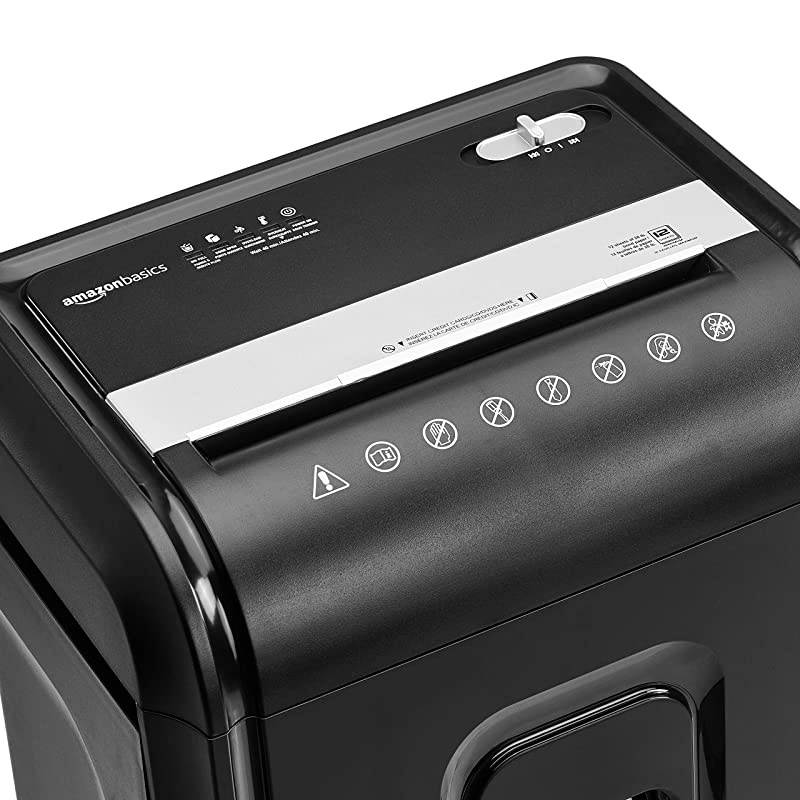 Basics 12Sheet HighSecurity MicroCut Paper CD and Credit Card Shredder with Pullout Basket