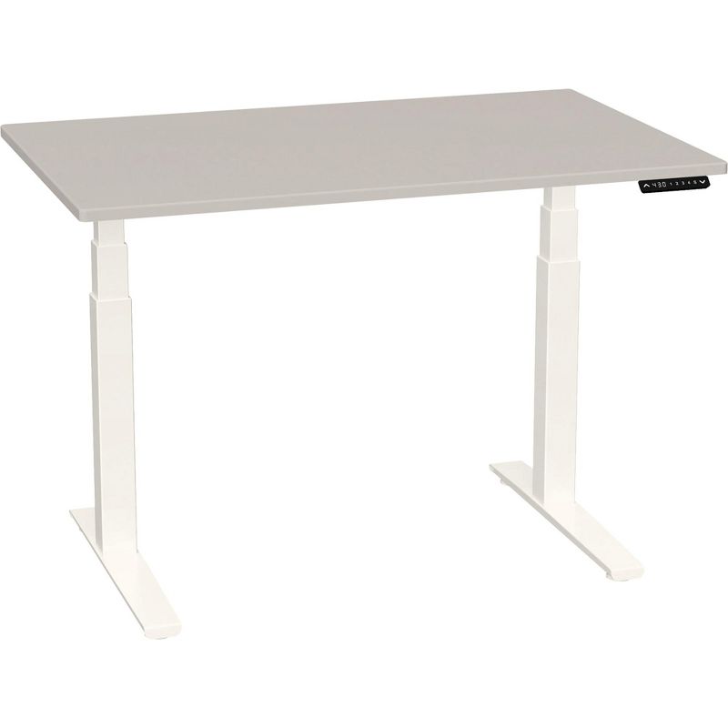 Howard Miller 84801CW28 48 In Adjustable Height Desk With Fashion Grey Classic Top And White Base