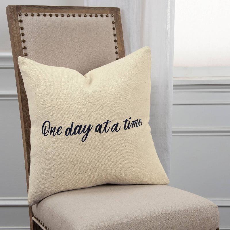 20"x20" Oversize 'One Day At A Time' Polyester Filled Square Throw Pillow Natural - Rizzy Home