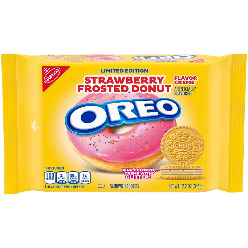 Oreo Strawberry Frosted Donut Flavored Creme Golden Sandwich Cookies - 12.2oz