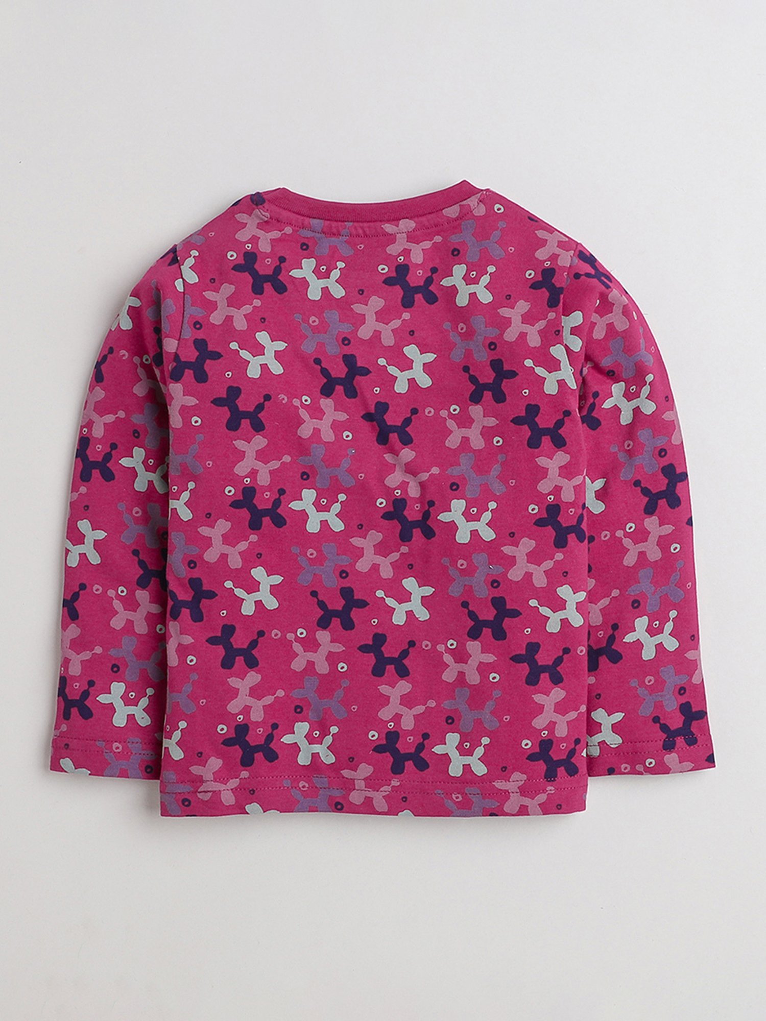 Bumzee Girls Pink Printed Full Sleeves T-Shirt with Pyjamas