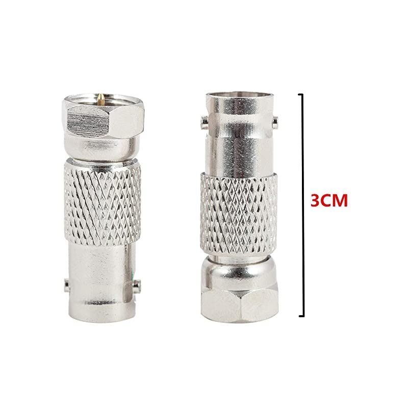 BNC to Coax, 5-Pack  BNC Female to F Male Connector for RF Radio Antenna and Video Applications