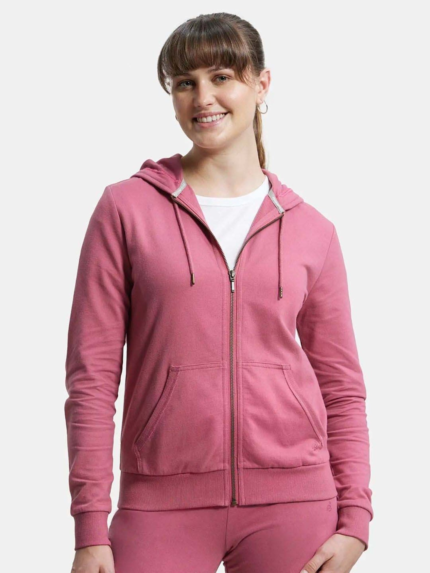 Jockey AW30 Women's Super Combed Cotton French Terry Fabric Hoodie Jacket with Side Pockets