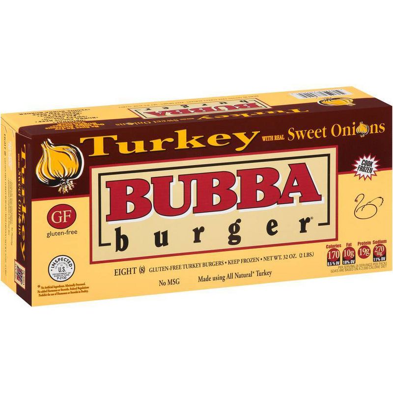 BUBBA Burger Turkey Burger with Sweet Onions - Frozen - 32oz