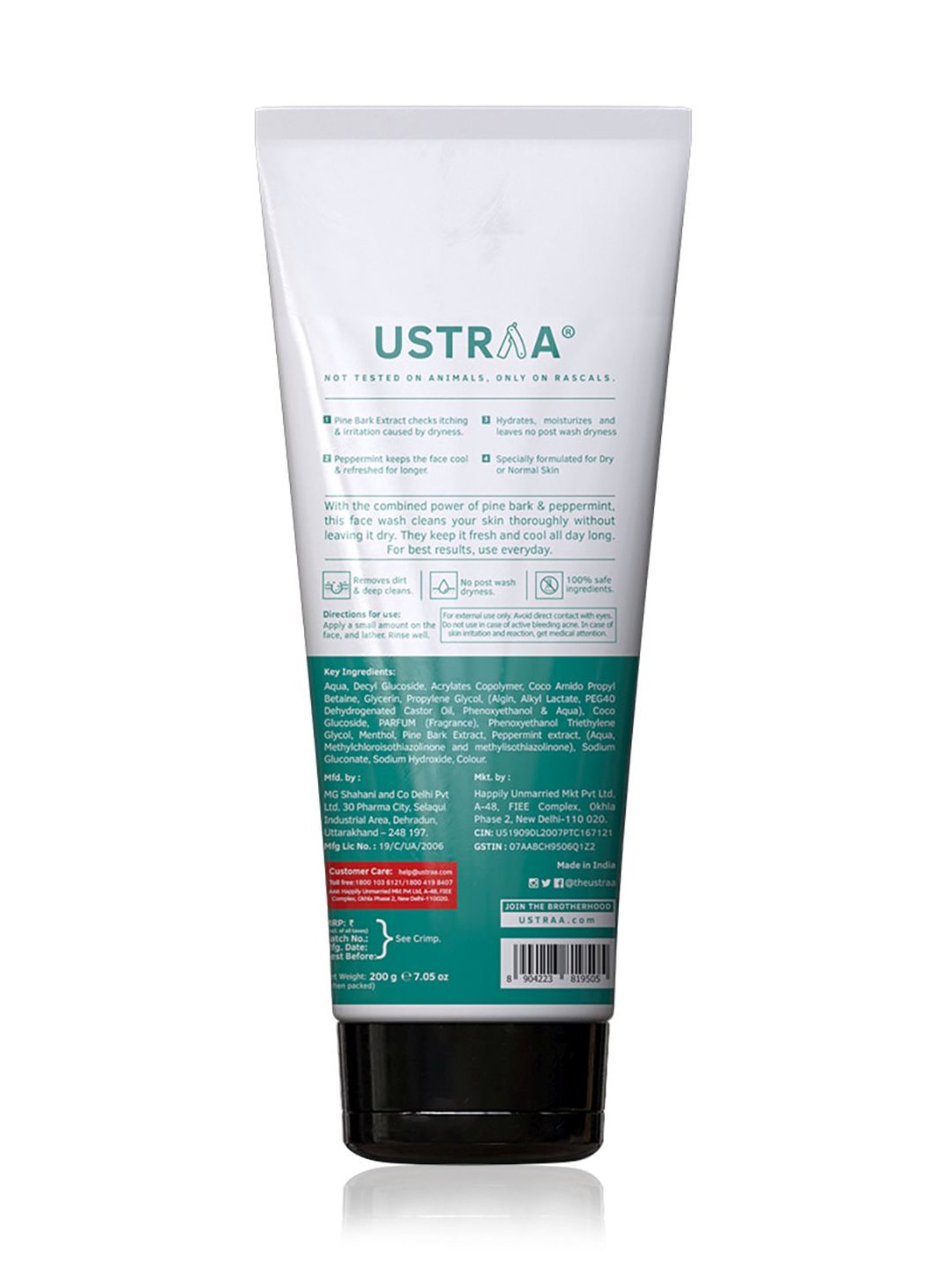 Ustraa Night Cream - De-tan and Anti-aging - 50 gm & Face Wash For Dry Skin - 200 gm