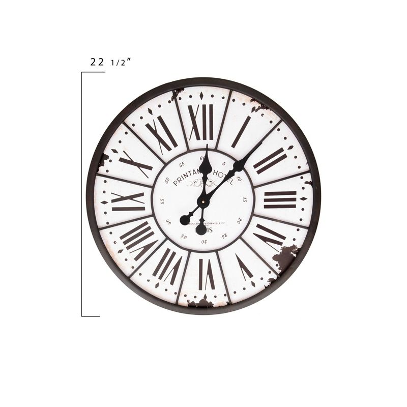24" Round Metal & Wood Wall Clock White - 3R Studios