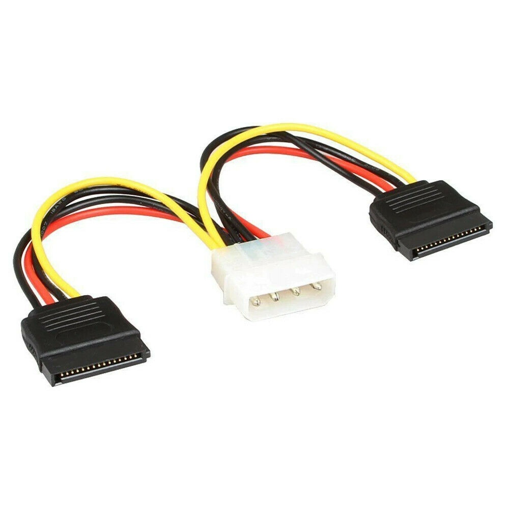 Molex to SATA Power Cable Splitter Adapter Extension, 8" 20cm 18AWG