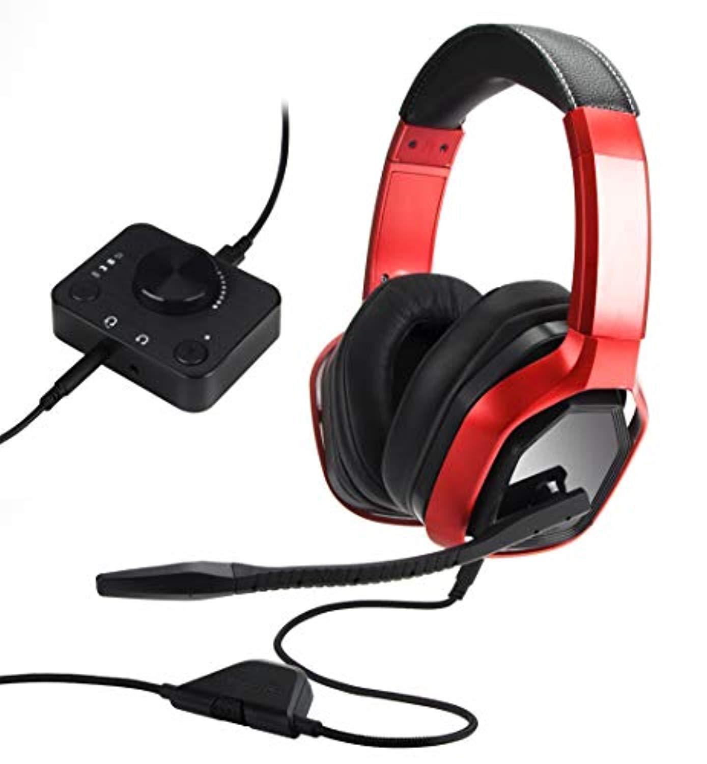 basics premium gaming headset for pc and consoles (xbox, ps4) with desktop mixer - red