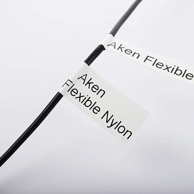 Compatible Industrial Flexible Nylon Label Tape Replacement for DYMO Rhino 18489 a18489 19mm Refills with RhinoPro 5200 4200 5000 6000 3M Label Maker Black on White 3/4'' x 11.5'