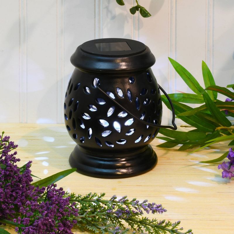 Solar Powered Ceramic LED Lantern Black