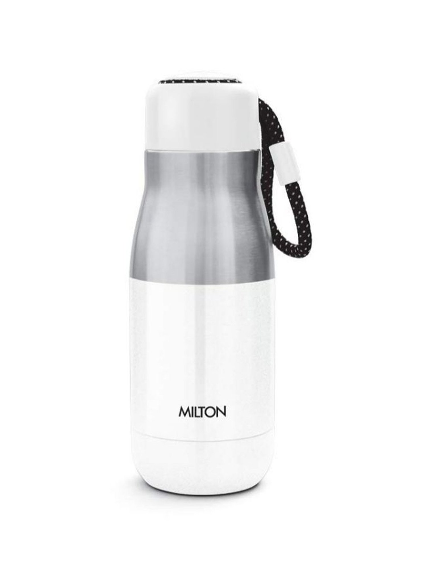 Milton White Stainless Steel Thermosteel Vaccum Insulated Hot & Cold Water Bottle (0.369 L)