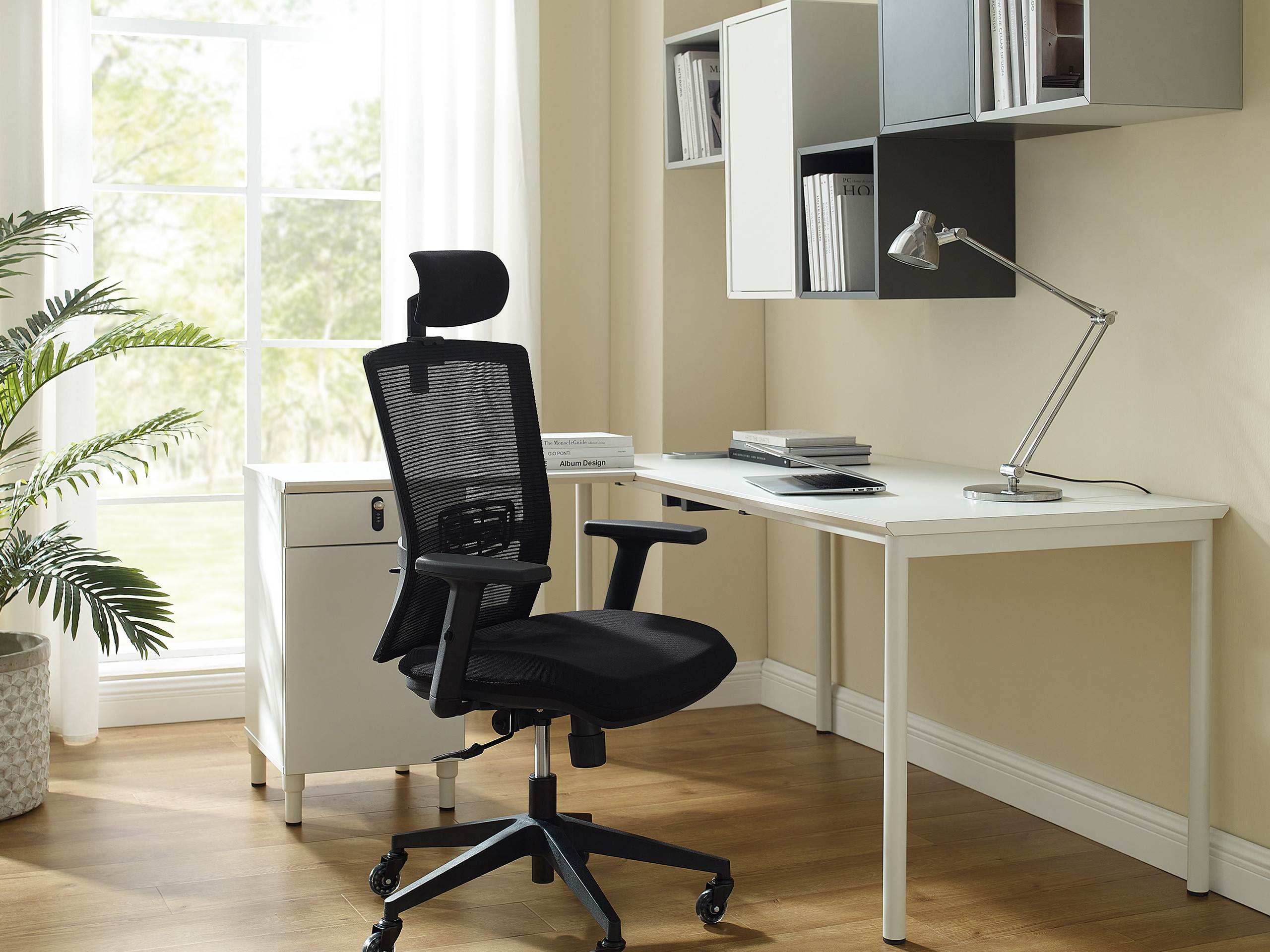 WORKSMYTH Breathable Mesh Ergonomic Office Chair Gaming Chair, Adjustable Headrest Chair Armrest, Lumbar Support and Casters