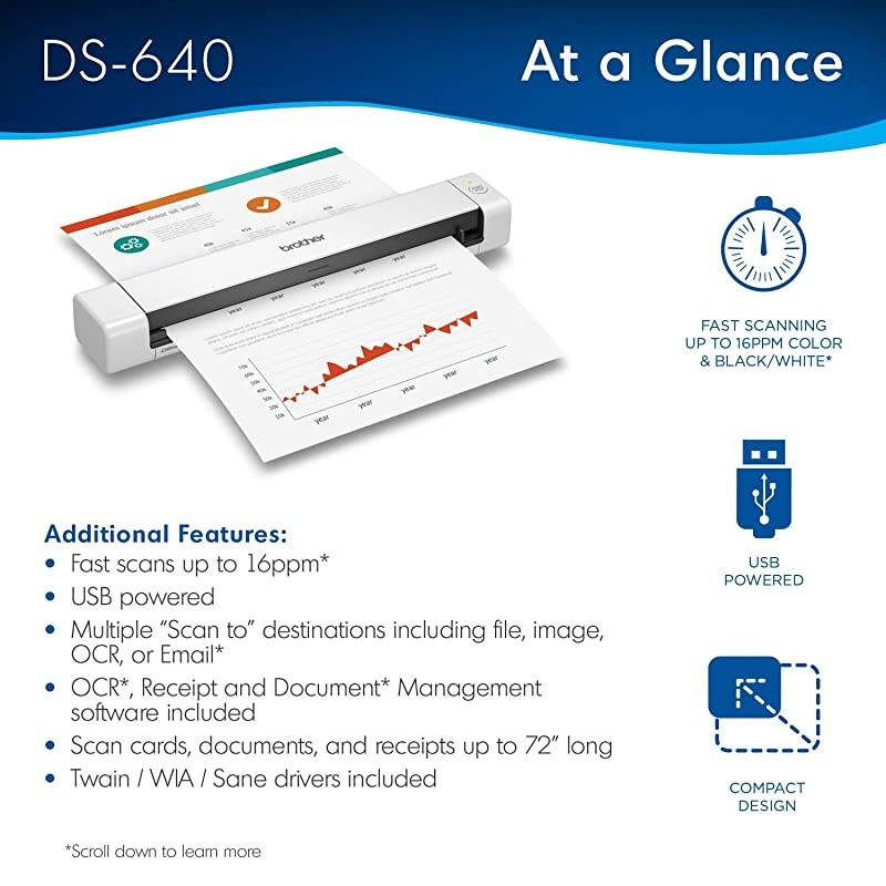 DS640 Compact Mobile Document Scanner Model DS640