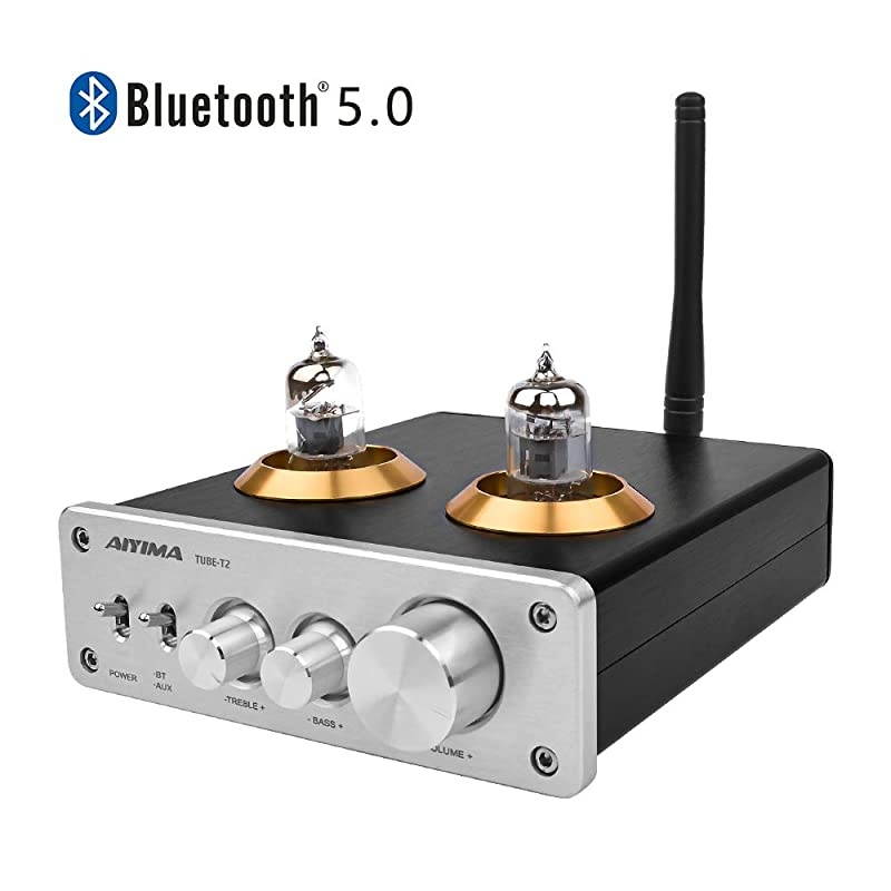 Audio 6J1 Tube Preamplifier Bluetooth 50 HiFi Treble Bass Adjustment Audio Preamplifier DC12V Amplifier Preamp for Home Theater System Silver+Bluetooth 50