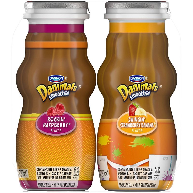 Dannon Danimals Strawberry Banana/Raspberry Smoothie Kids' Yogurt - 3.1oz/12pk