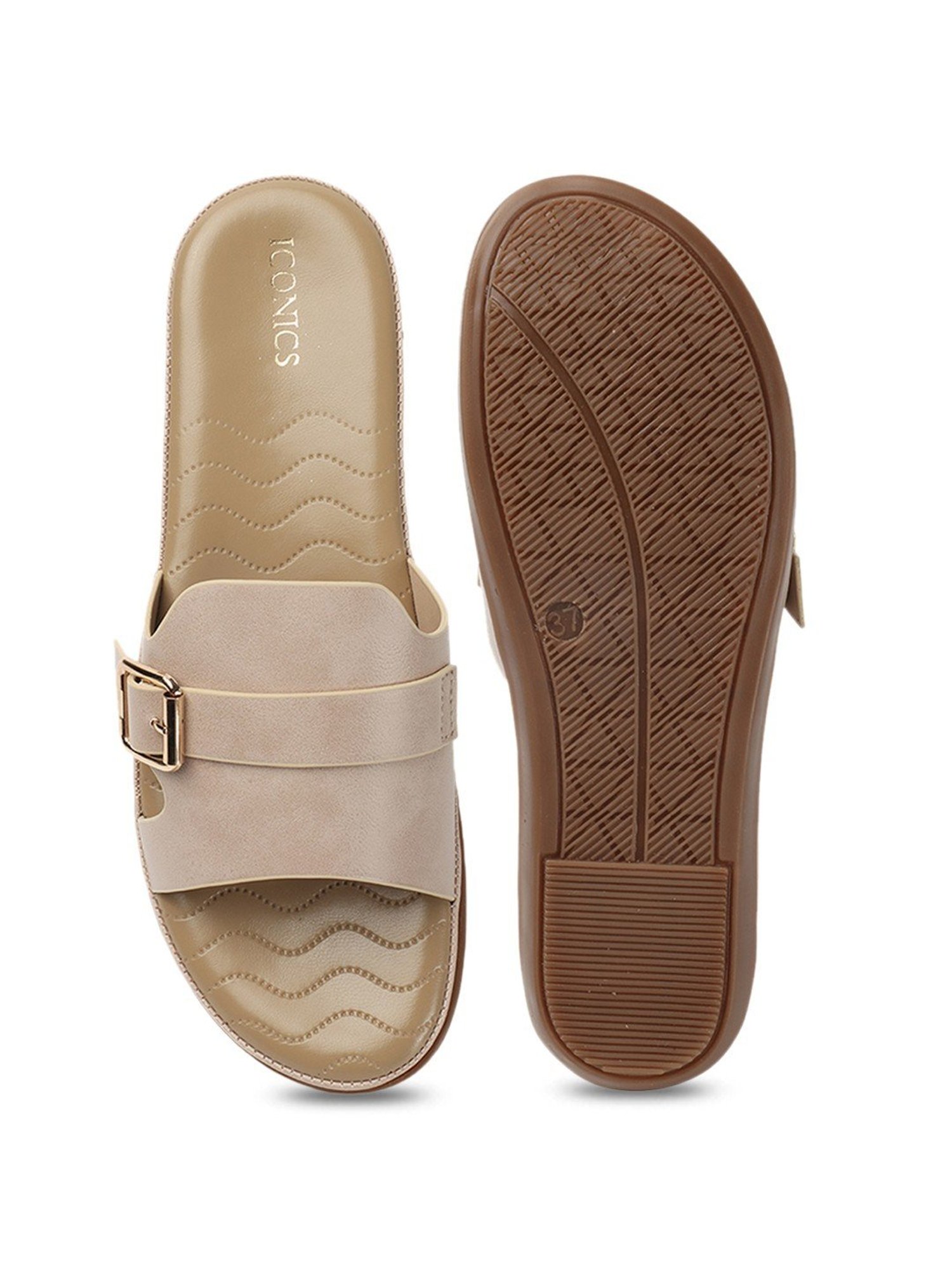 Iconics Women's Beige Casual Sandals