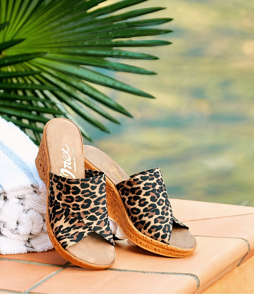 Onex Christina Elastic Leopard Wedge Sandals