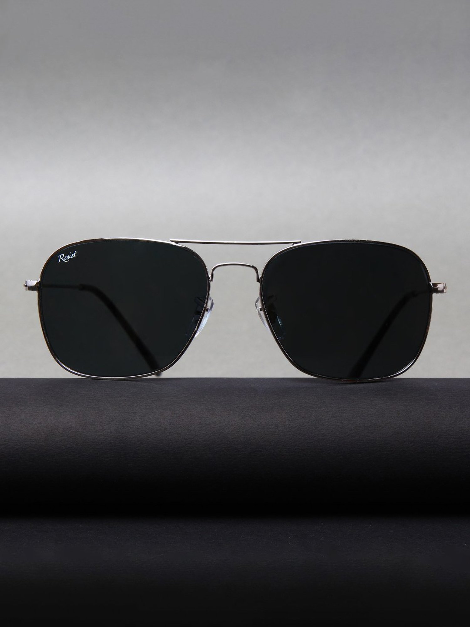 Resist Eyewear Black Rectangular Unisex Sunglasses