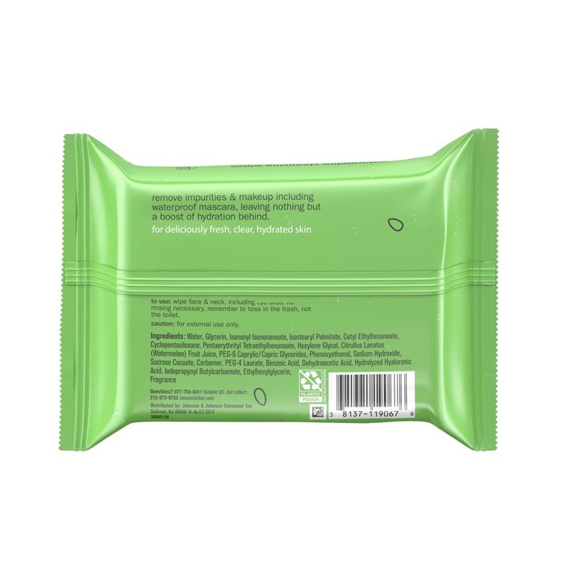 Clean & Clear Watermelon Cleansing Wipes - 25ct