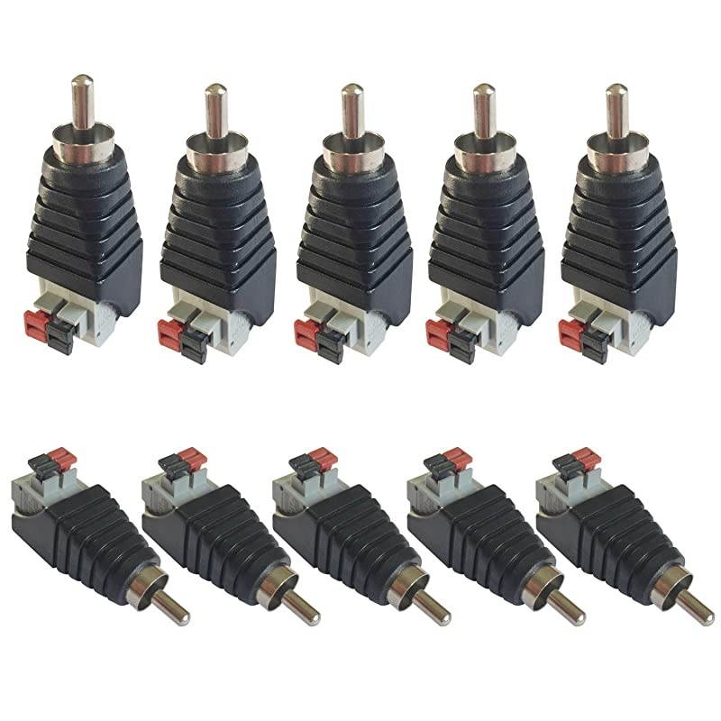 10 pcs Speaker Wire Cable to Audio Male RCA Connector Adapter Jack