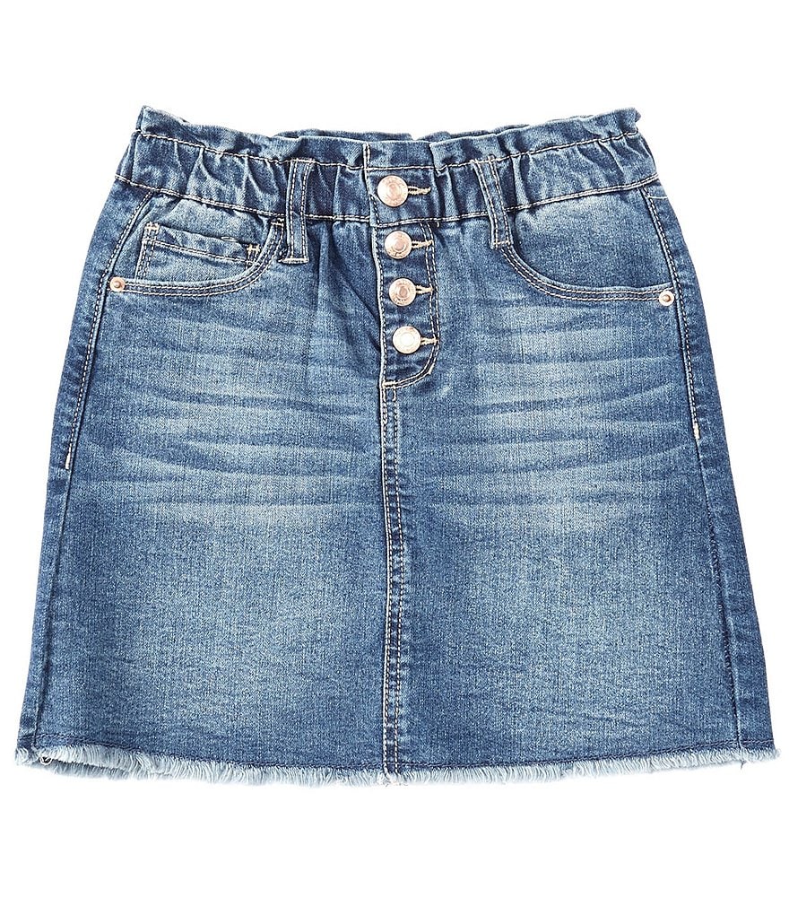I.N. Girl Big Girls 7-16 Button-Front Denim A-Line Skirt