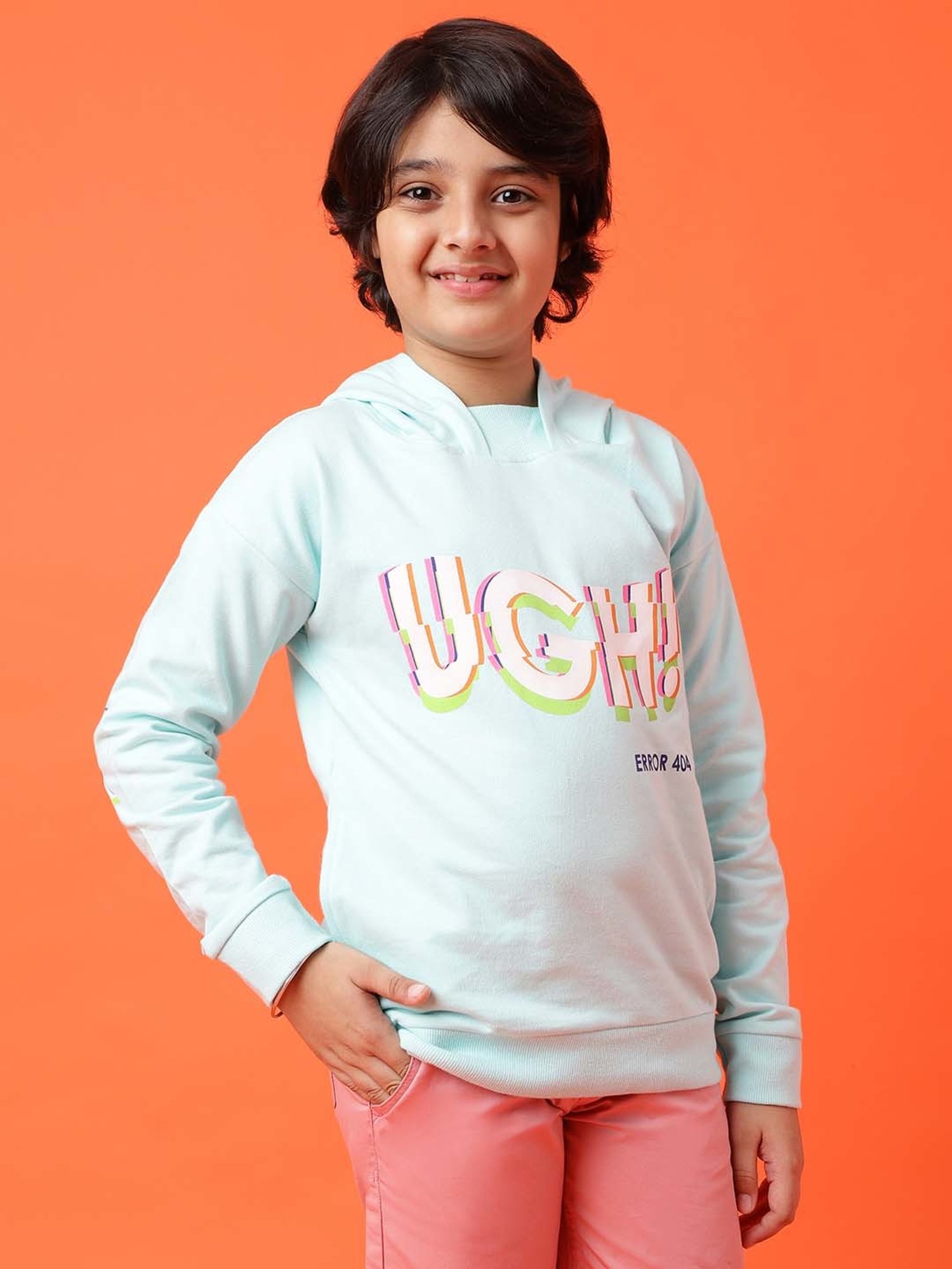 Tales & Stories Kids Aqua Blue Printed Full Sleeves Sweatshirt