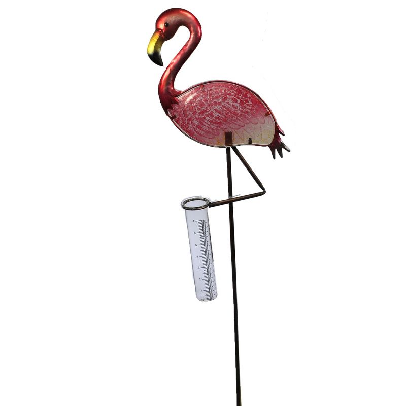 Home & Garden 36.0" Flamingo Rain Gauge Stake Measures Yard Decor Regal Art & Gift  -  Decorative Garden Stakes
