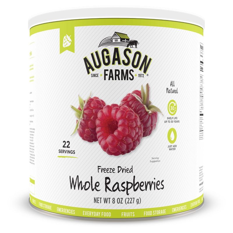Augason Farms Gluten Free Freeze Dried Whole Raspberries - 8oz
