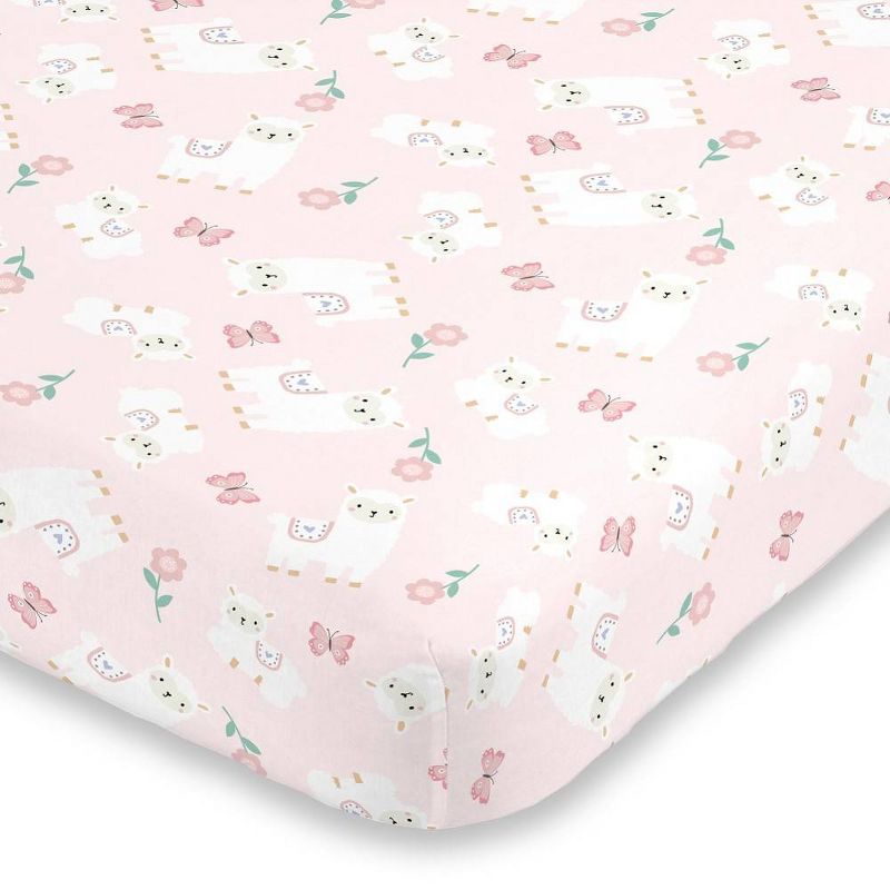 Little Love By Nojo Sweet Llama and Butterflies Mini Crib Bedding Set - 3pc