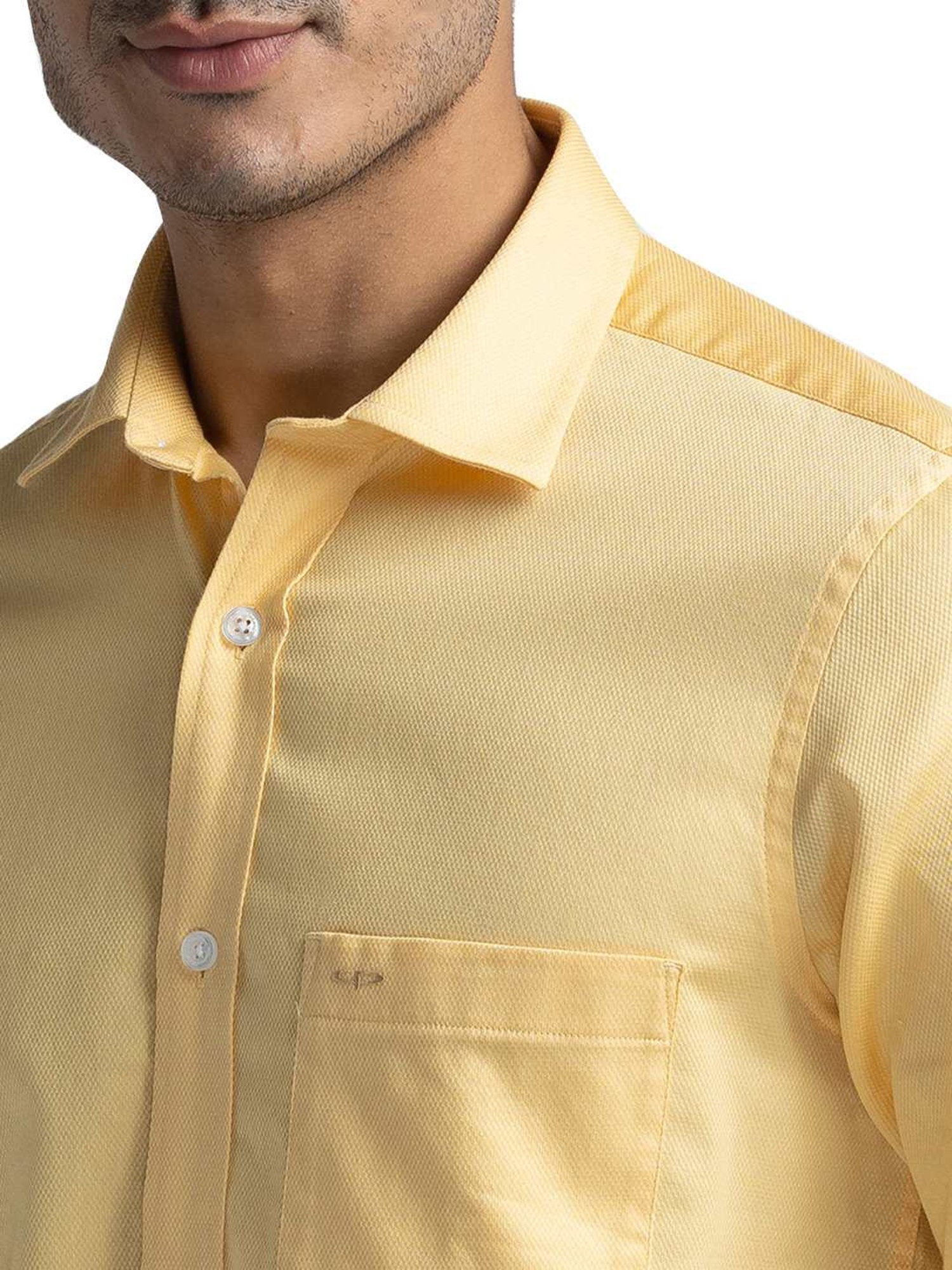 ColorPlus Yellow Pure Cotton Tailored Fit Shirt