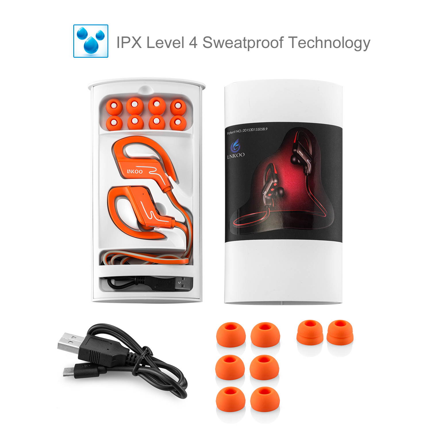 Bluetooth Wireless Sports Headset,Running Sweatproof Earbuds - Stereo Bass - Noise Isolation - In EAR