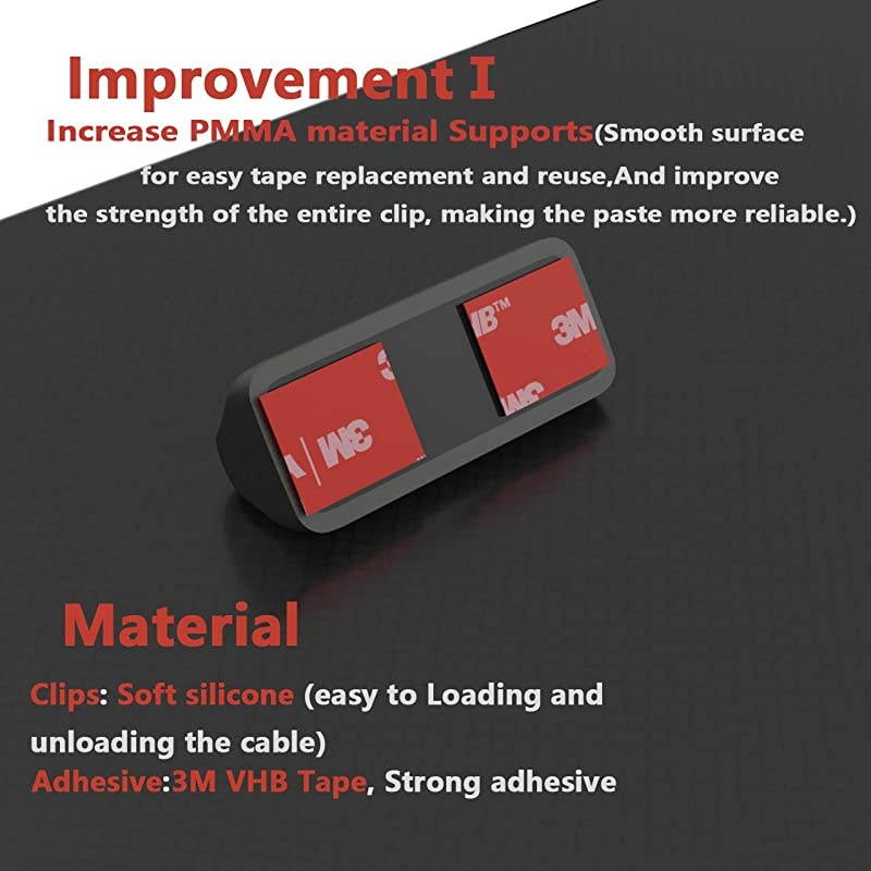 Cable Clips 6PCS Wall Wire Holder Desk Desktop Cord Management Charging USB Cable Organizer Black DM03