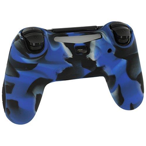 ZedLabz SG-1 silicone rubber grip cover case skin for Sony PS4 controllers - camo blue