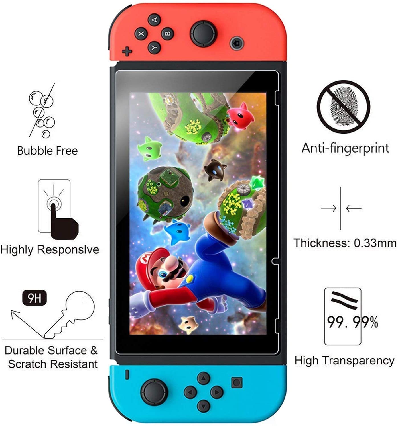 AISITIN Nintendo Switch Case - Nintendo Switch Carry Case Pouch + Switch Cover Case + HD Switch Screen Protector + Thumb Grips Caps for Nintendo Switch Console Accessories