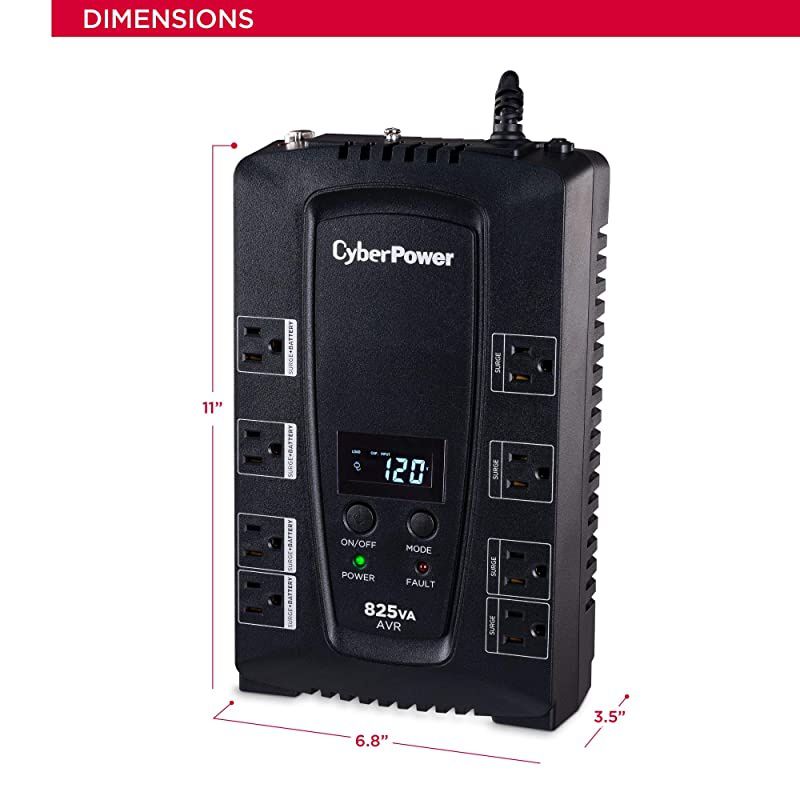 CP825AVRLCD Intelligent LCD UPS System 825VA450W 8 Outlets AVR Compact Black