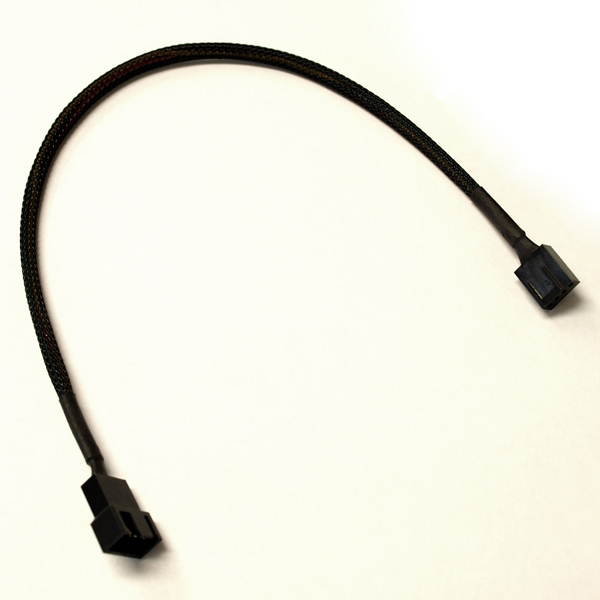12" 4-Pin PWM Fan Power Extension Cable -  Black Sleeved