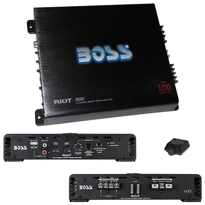 New Boss R6002 Riot 2Ch Car Audio Amplifier Amp 1200W 2 Channel W/ Remote