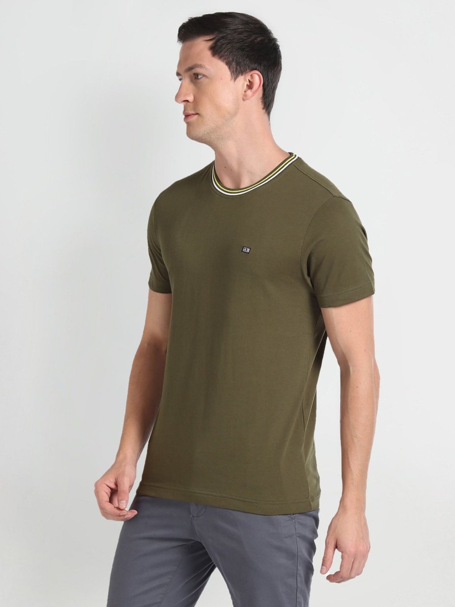 Arrow Sport Green Cotton Regular Fit T-Shirt