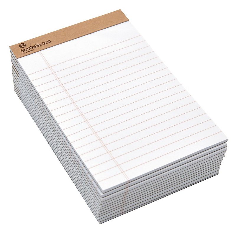 Sustainable Earth Notepads 5" x 8" Wide White 50 Sheets/Pad 12 Pads/PK (19938) 886428