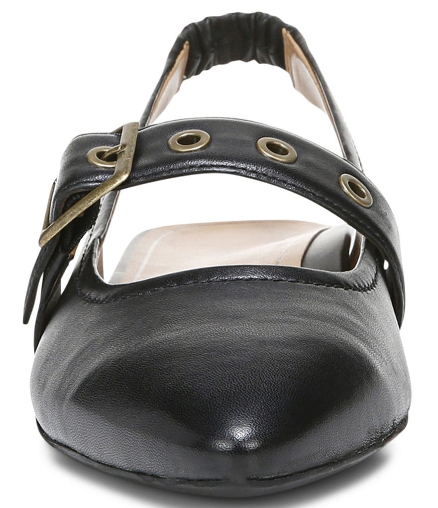 Vionic Elana Leather Buckled Strap Slingback Flats