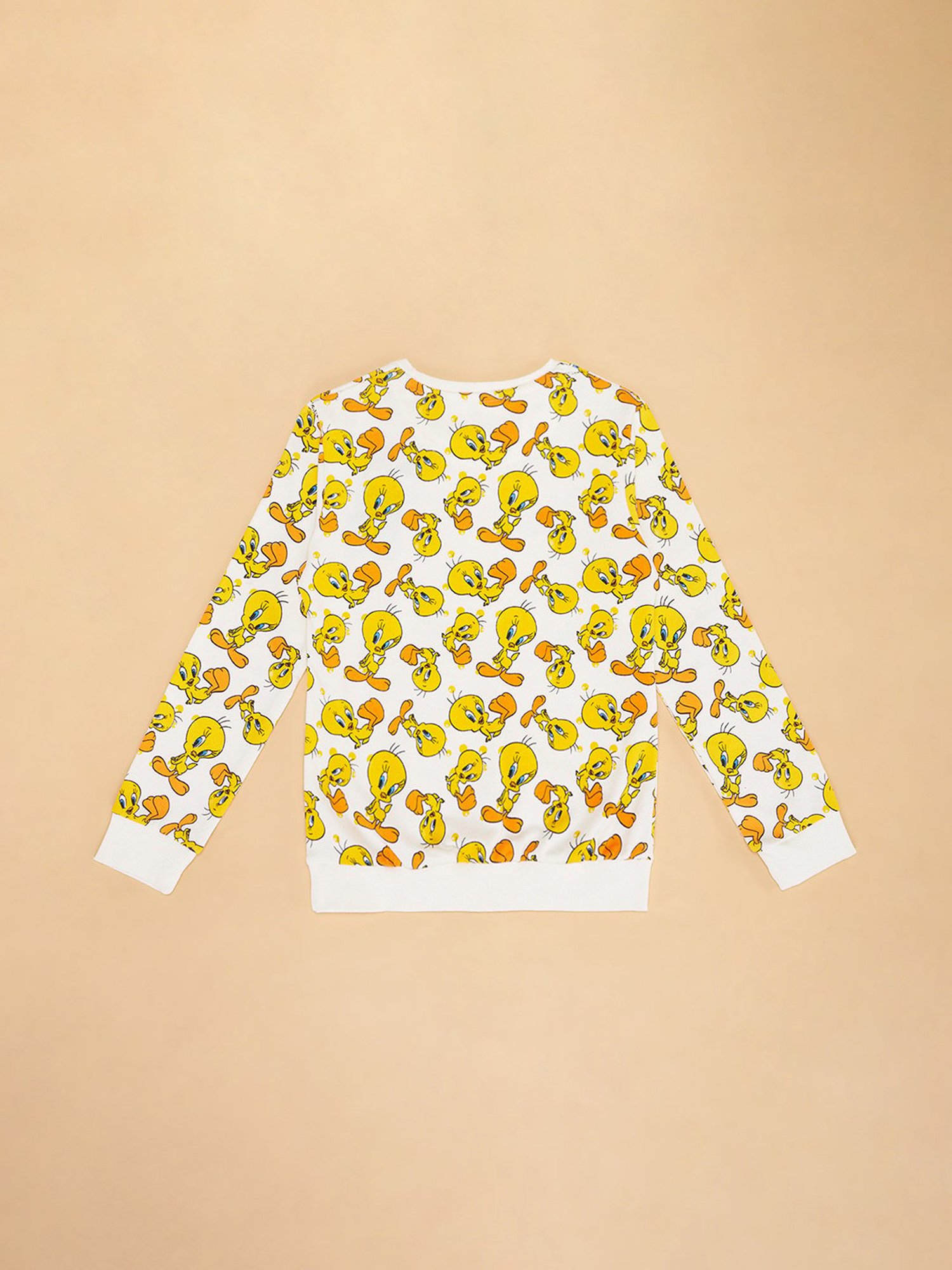 YU by Pantaloons Kids White & Yellow Printed Full Sleeves Sweatshirt