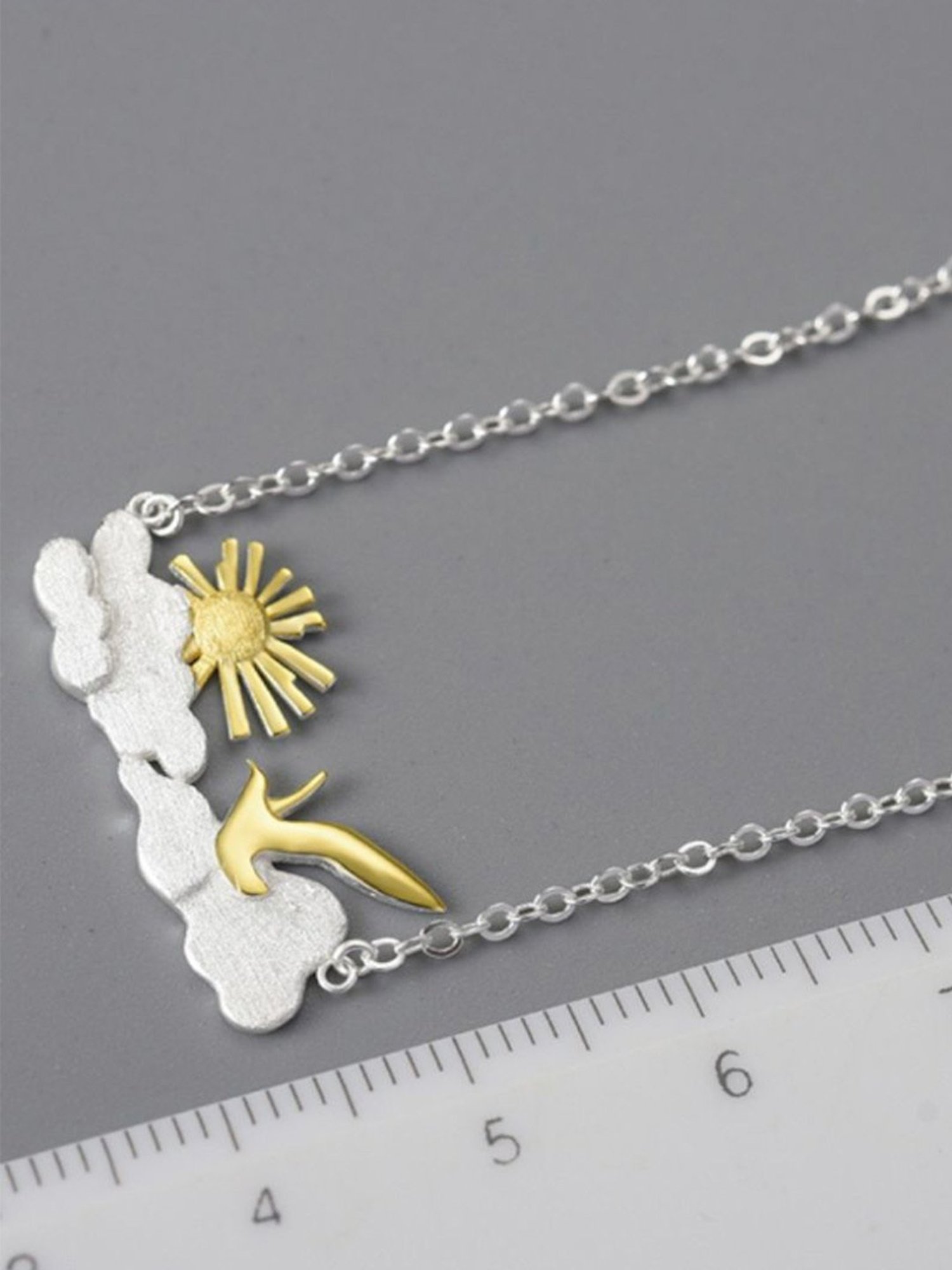 Rihi by P.C. Chandra Jewellers 92.5 Sterling Silver Rising Sun Necklace for Women & Girls