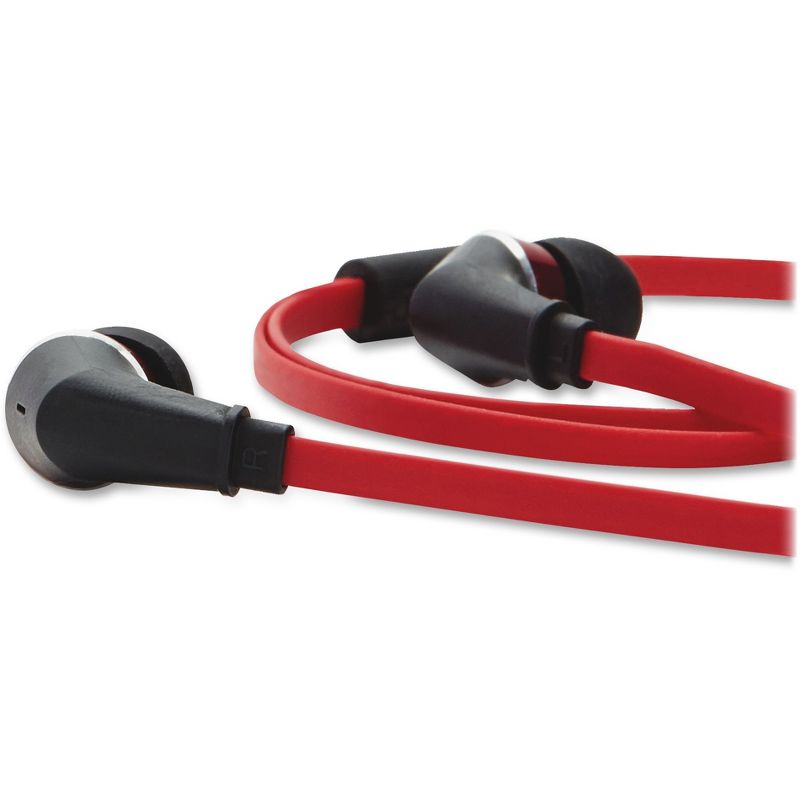 Tangle-Free Earphones - Red/Black - Stereo - Red, Black - Mini-phone - Wired - 20 Ohm - 5 Hz 22 kHz - Earbud - Binaural - In-ear - 4.30 ft Cable