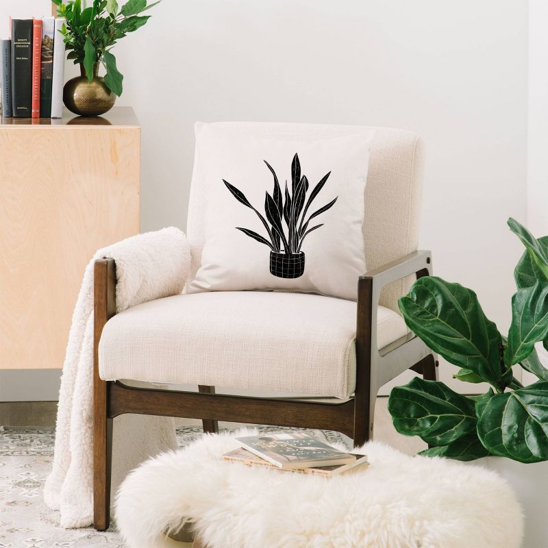16"x16" Alisa Galitsyna Snake Plant Square Throw Pillow Black/White - Deny Designs