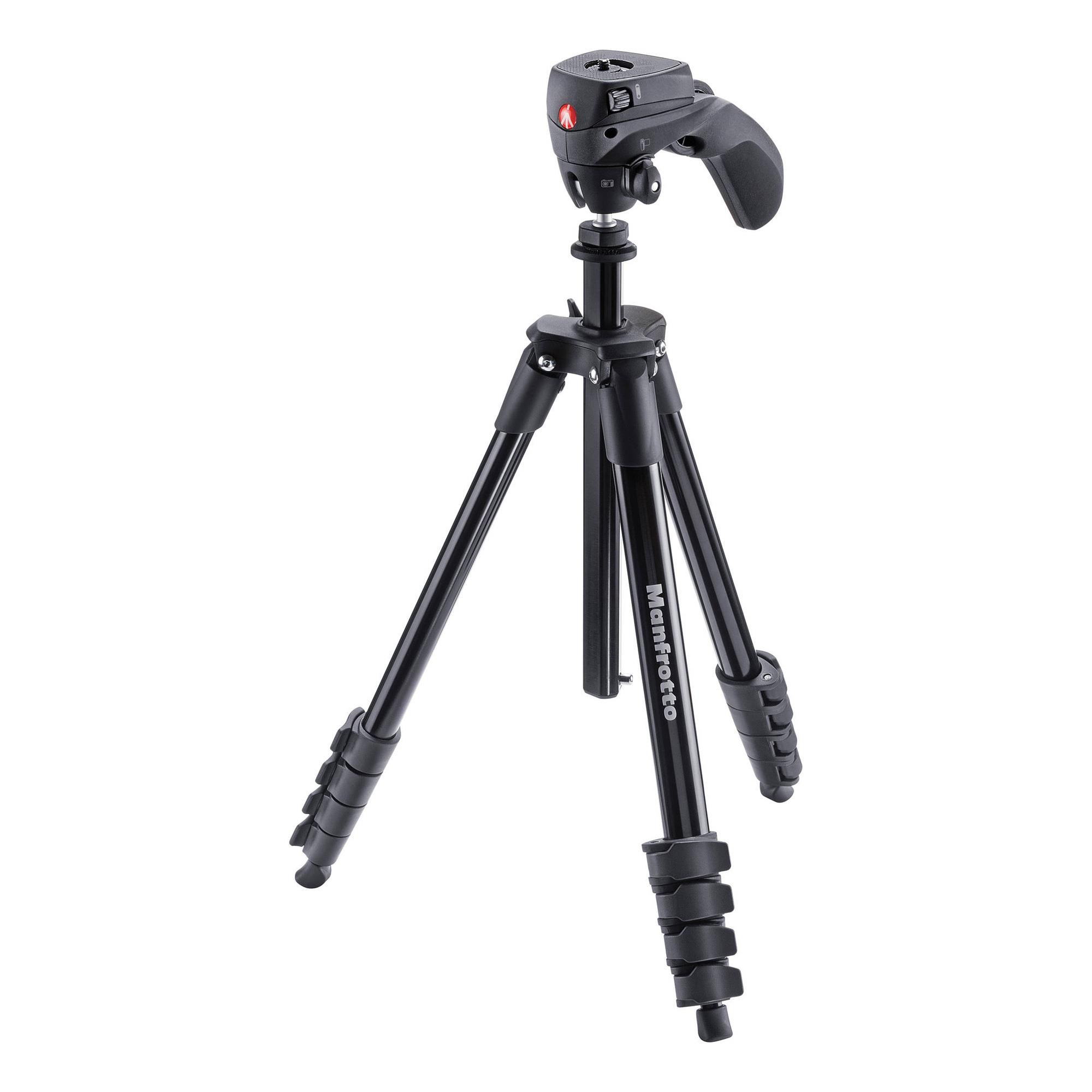 Manfrotto 5-Section Compact Action Aluminum Tripod, 3.31lbs Capacity, Black