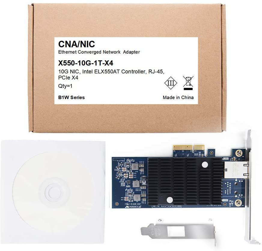 10Gb PCI-E NIC Network Card, Single Copper RJ45 Port, PCI Express Ethernet LAN Adapter Support Windows Server/Linux/ESX, Compare to Intel X550-T1