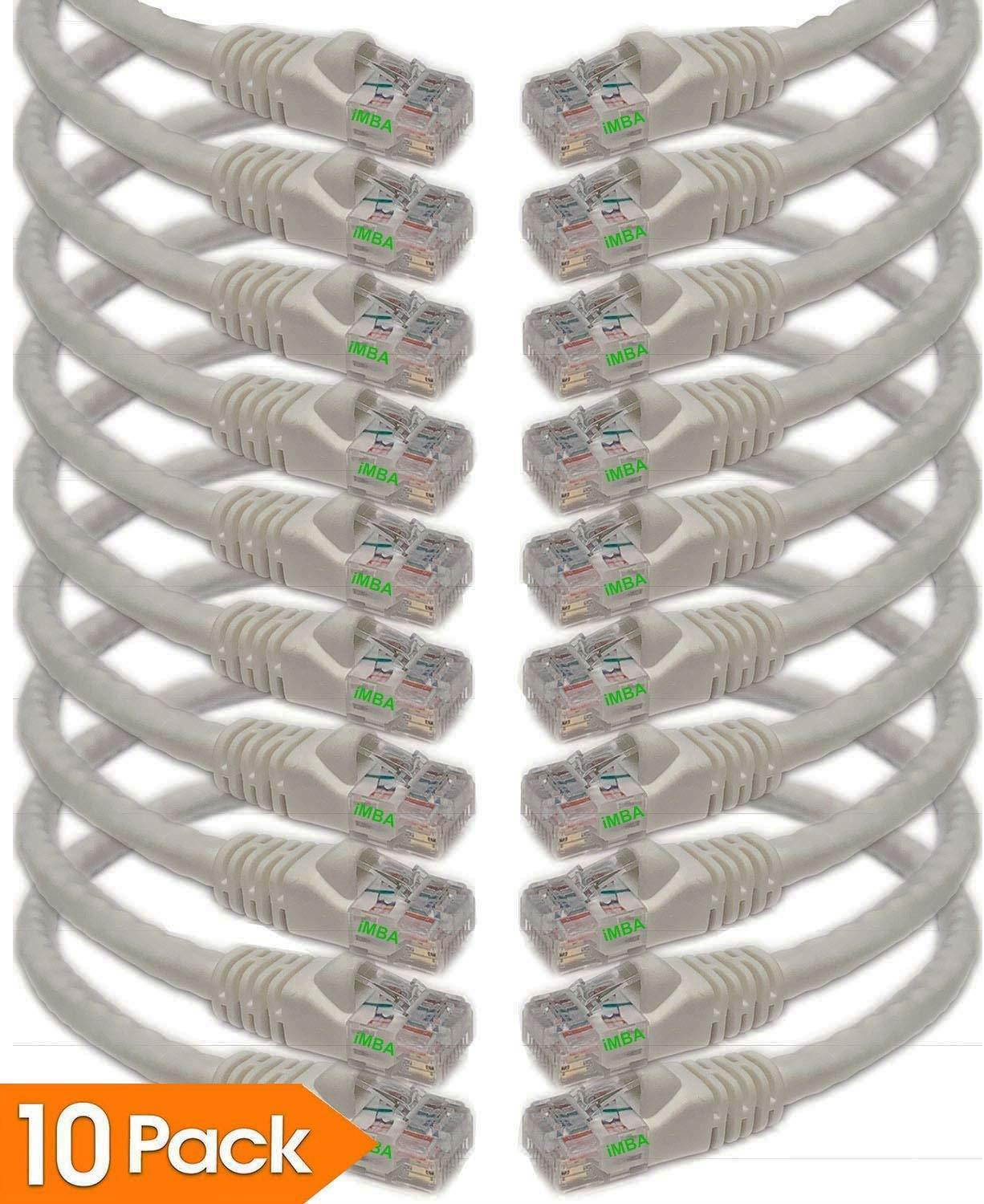 iMBAPrice - 100 ' Cat5e RJ45 Network Ethernet Patch Cable, (10 Pack), White (IMBA-CAT5-100WT-10PK)