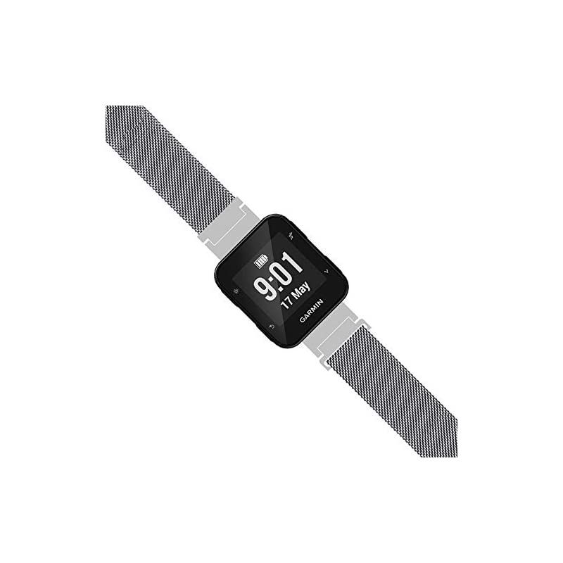 Steel Mesh Strap Compatible with Garmin Forerunner 35 Band RedBlack Large